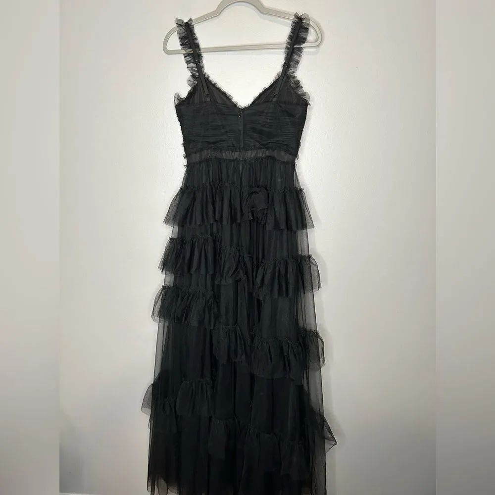 Betsy & Adam Long Ruffle Tier Mesh Dress - Picture 5 of 6